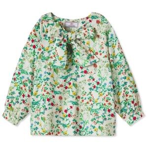 Classic Prep Childrenswear Becca Neck Tie Shirt Long Sleeve Floral Print 4T